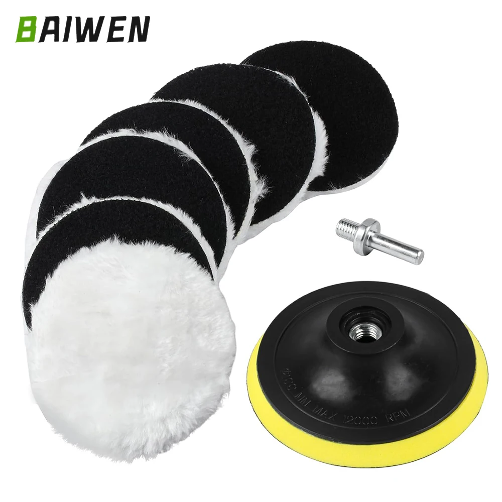 M14 Gewinde 3/4/5/6/7 Zoll Wollfilz Polierpads Set für Autopolitur Kratzer Reparatur Fliesen Glas Edelstahl Reinigungswerkzeuge