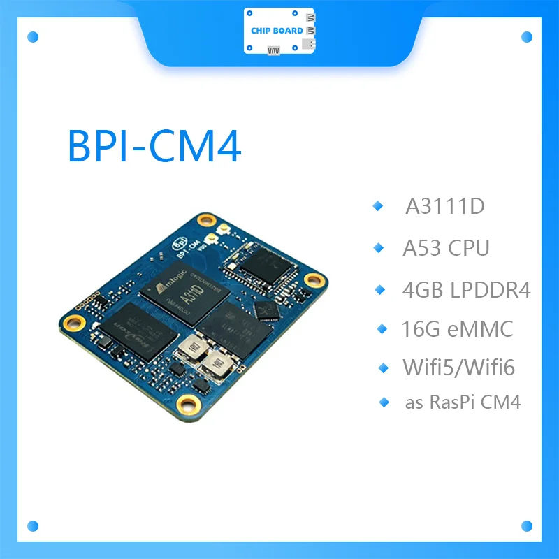 Banana Pi BPICM4 Amlogic A311D Quad Core ARM CortexA73 4G LPDDR4 16G