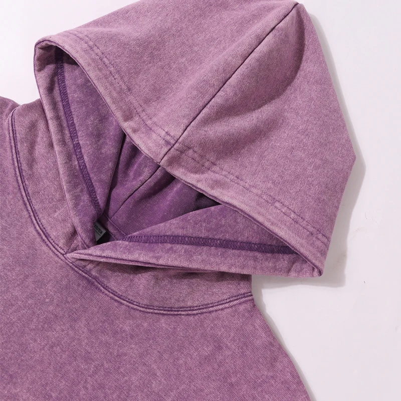 Vintage Oversized 400g Looped Pure Cotton Washed Vintage Hoodie Sweatshirt Printed Logo Custom Design Embroidered Name 4