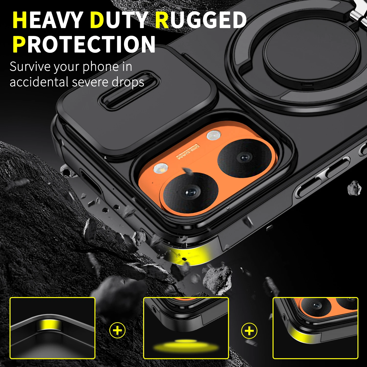 Redmi Turbo 5 Max Armor Magnetic Case with Sliding Window Camera Protection