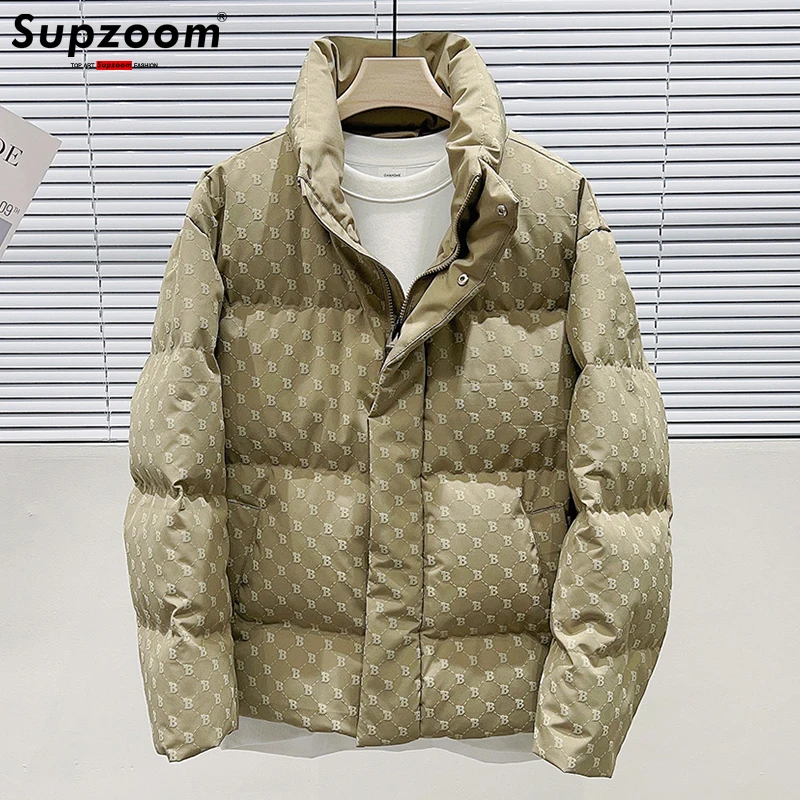 Supzoom 2022 남성용 대형 패치워크 레터 따뜻한 코트, 캐주얼 다운 재킷, 탑 패션, 가을 및 겨울, 신상