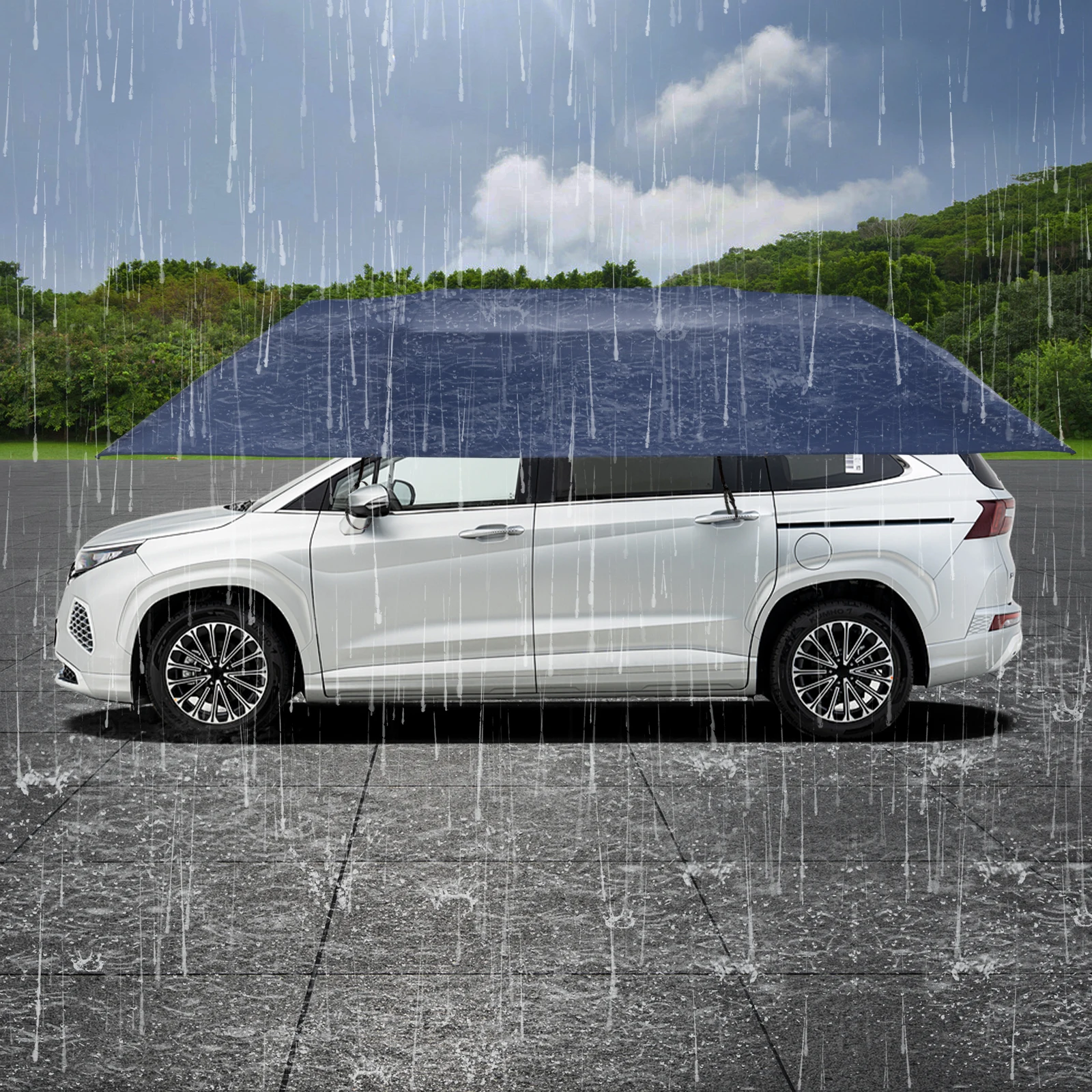 Autozelt, Auto-Sonnenschutz, mobile Markise, 4,6 m, automatischer Pop-Up-UV-Schutz, wasserdichter Fahrzeugunterstand für SUV-Limousine, Parkplatz im Freien – Detail 3