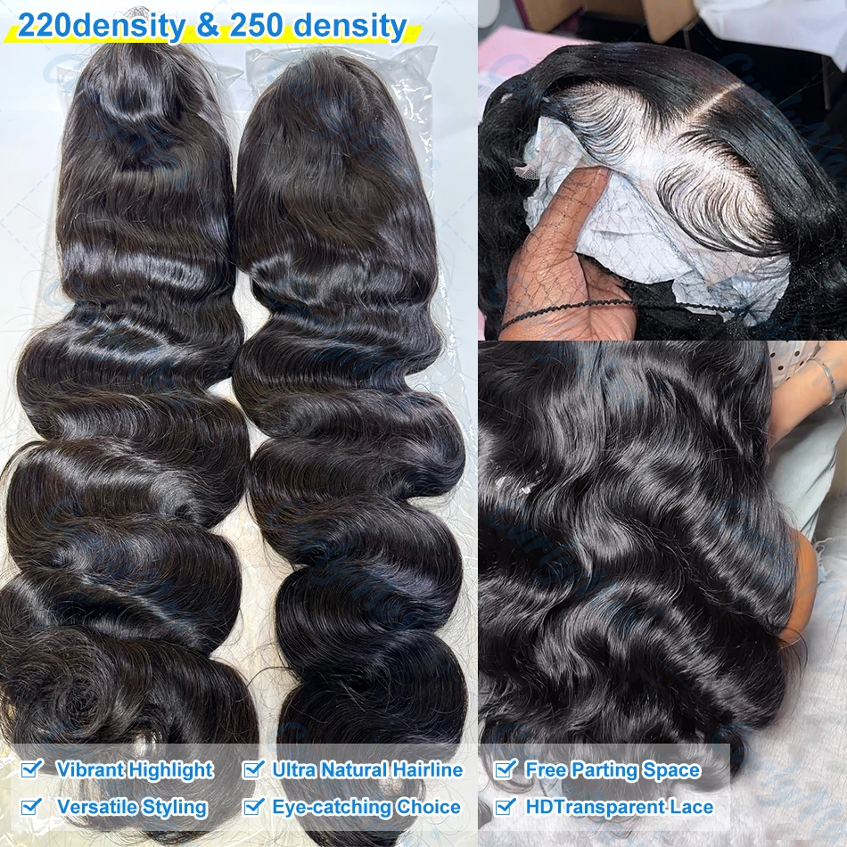 Human Hair Wigs Body Wave 13x4 HD Transparent Lace Front Wig 30 32 Inch Brazilian Wavys 200% High Density Lace Frontal For Women