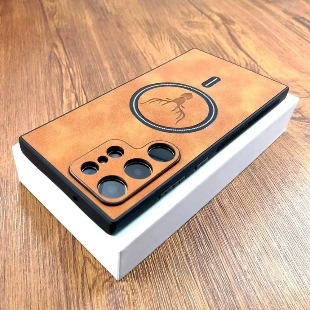 Luxury Leather Magnetic Cover with MagSafe Wireless Charging for Samsung Galaxy Series