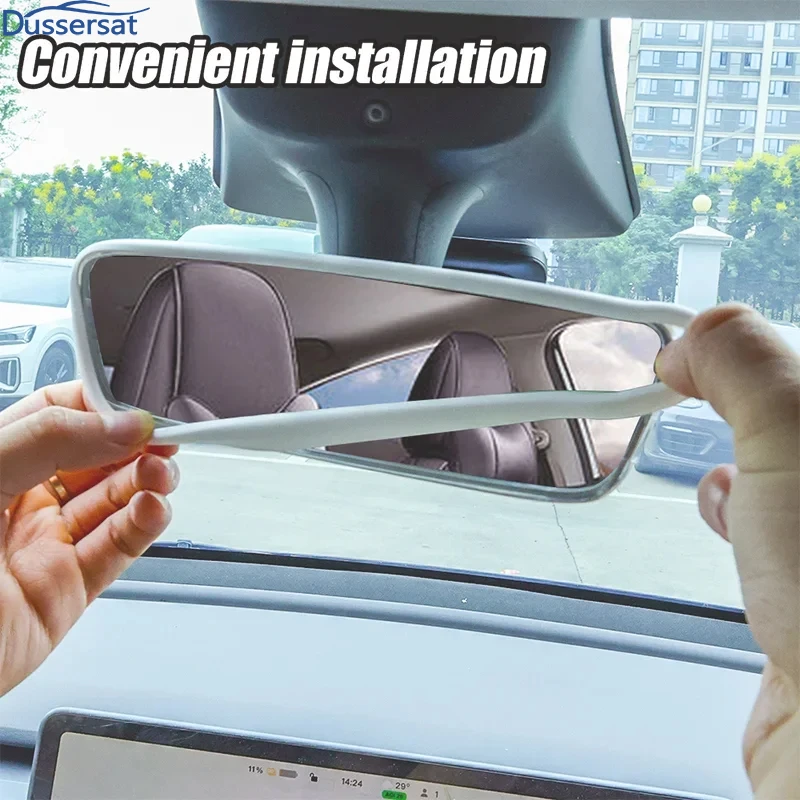 Tesla Model 3/Y Silicone Rearview Mirror Cover Edge Frame Protector Tesla Anti-Bump Protective Accessories Non-Slip Decoration