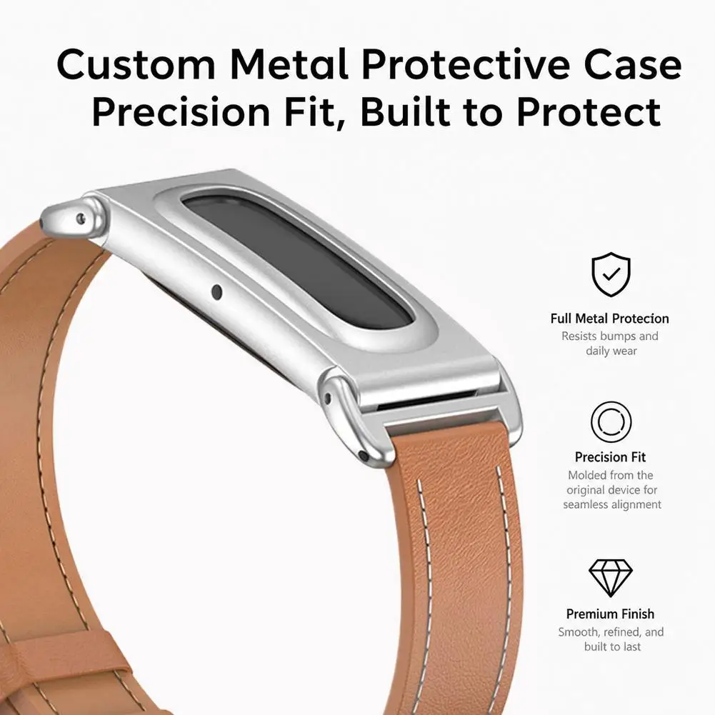 Stylish Microfiber Leather Band with Metal Frame - Breathable Strap
