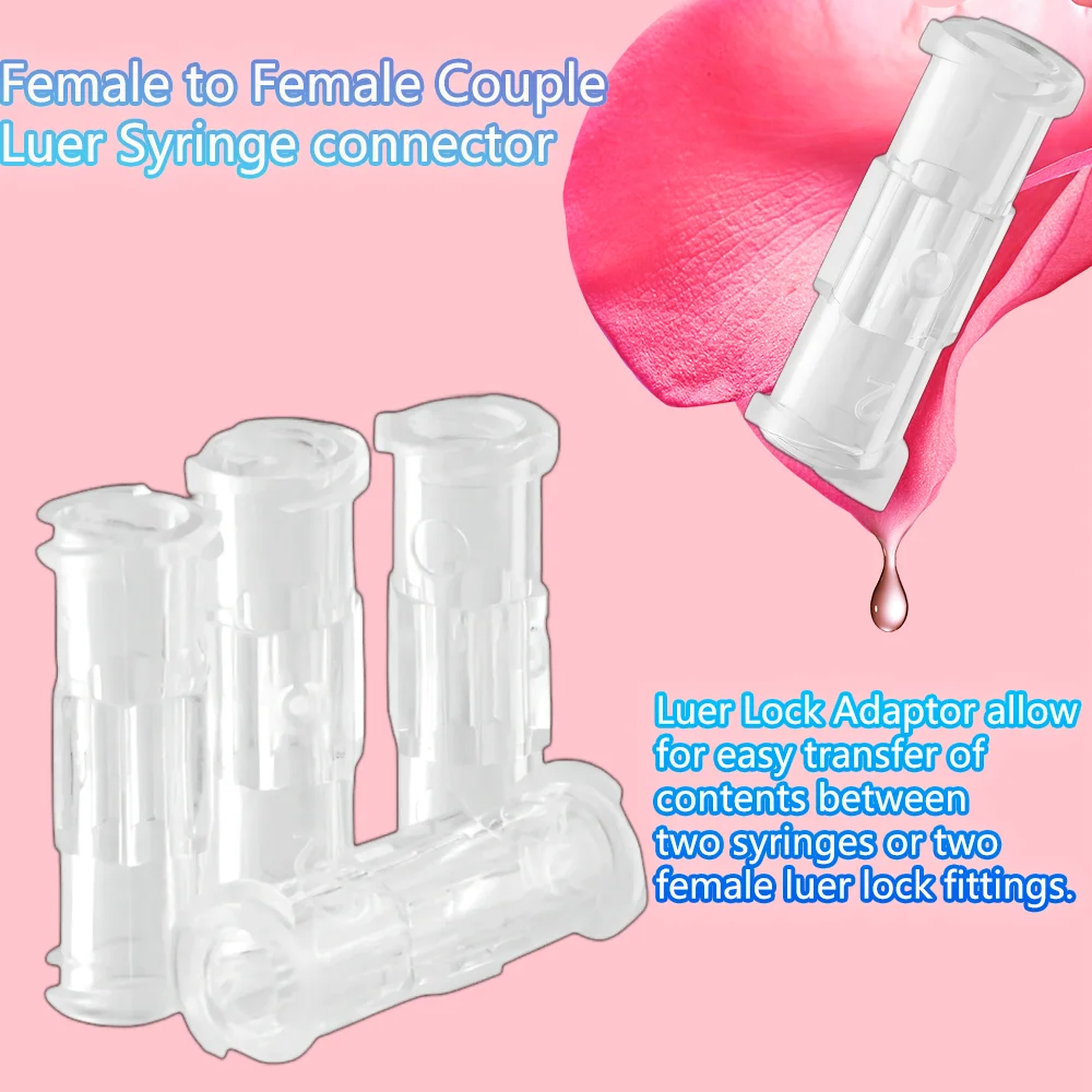 Coupler Syringe Connector Transparent Female to Female Luer Lock Sterile Individual Packaging Sterile Luer Syringe Connector