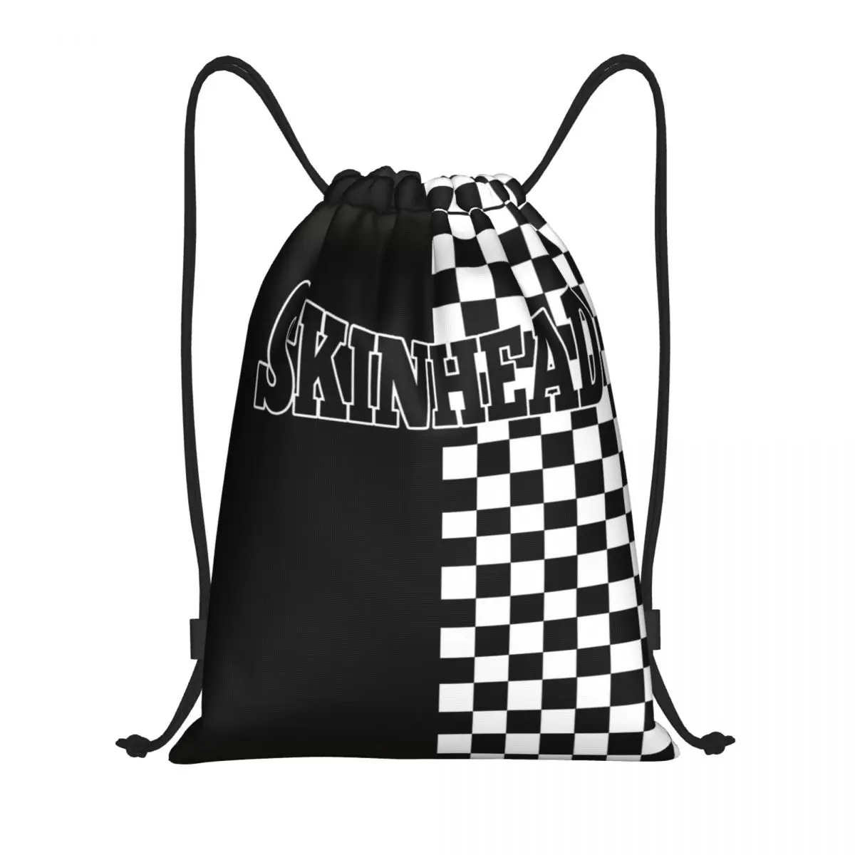 

Skinhead And Ska Checkerboard Drawstring Backpack Gym Sports Sackpack 2 Tone Music String Bag for Cycling