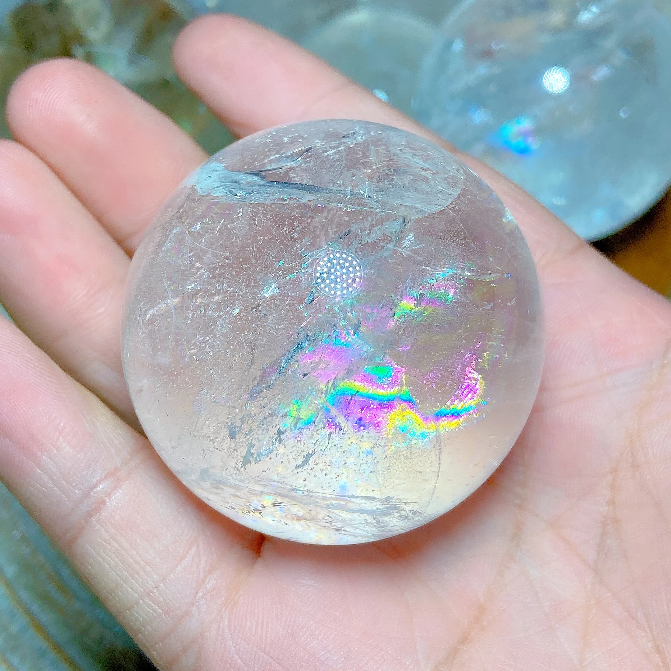 Healing Natural Crystals Clear Quartz Rainbow Sphere Ball High