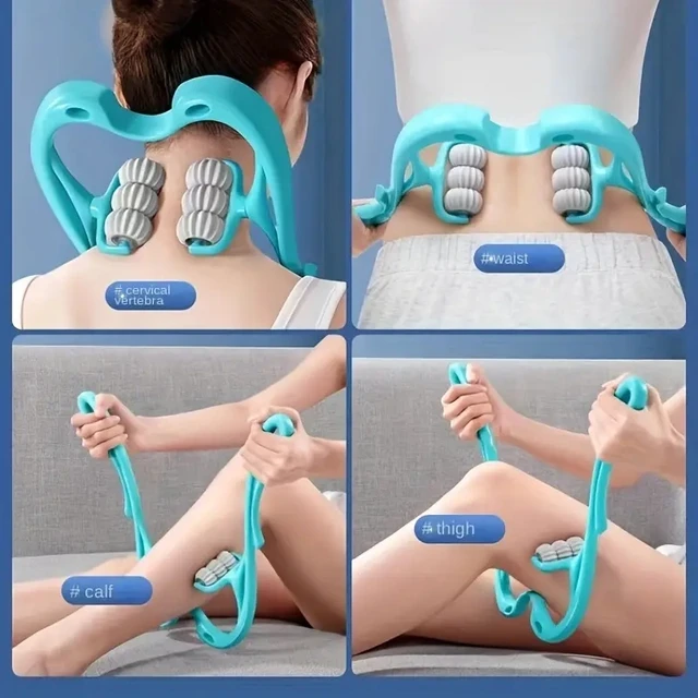 Cervical Massager Clip Neck Massage Artifact Six Wheel Neck Kneading Massager Manual Multifunctional Home Use Fatigue Relief 2