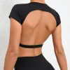 Sports Muscle Back Tee Without Padded Women Backless Sports Shirts Workout Gym Training Yoga T-Shirt Outdoor Open Back Tops