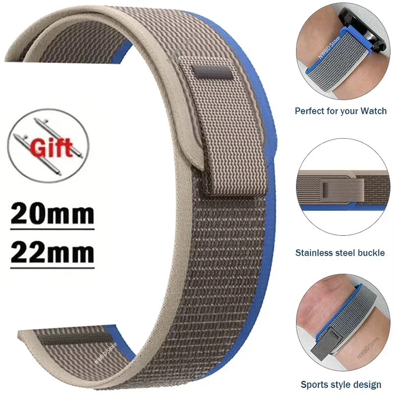 Nylon Loop Smart Watch Band - Replaceable Strap in 20mm and 22mm Sizes