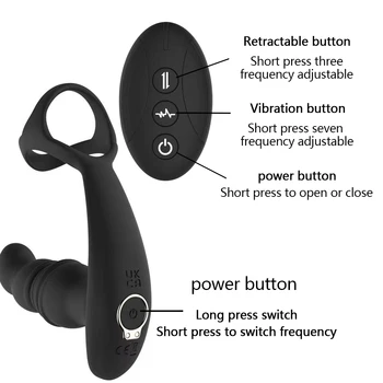 Silicone Anal Vibrator Thrusting Prostate Stimulator Massager Delay Ejaculation Lock Ring Anal Butt Plug Sex Toys Dildos for Men 5