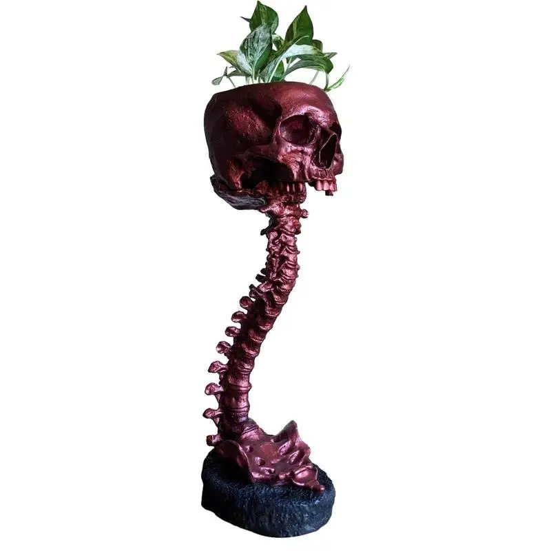 

Halloween Skull Head Planter Pot With Spine Stand Deep Polyresin Skulls Pot Plants Serving Bowl Goth Skull Head Spine Stand