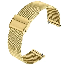 Premium Metal Loop Strap for Smartwatches - Replacement Bracelet (Gold)