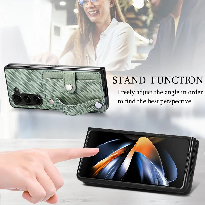 Luxury Case For Samsung Galaxy Z Fold 7 5G 2025 Leather Card Wristband Back Cover For Galaxy Z Fold 6 5 4 3 2 Fold7 Funda | Gaffar India