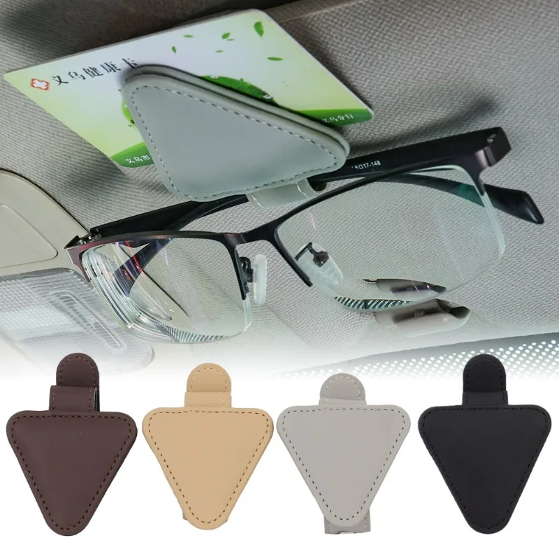 

Sun Visor Clip Sunglasses Holder Universal Car Glasses Holders Glasses Mount Soft PU Leather Eyeglasses Hanger Ticket Clips