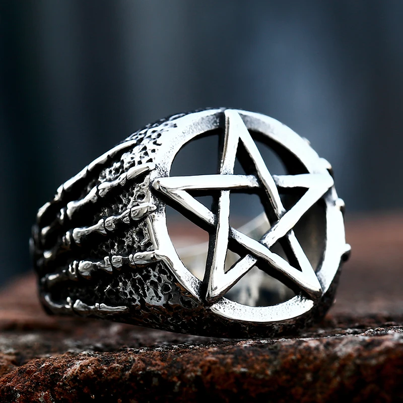 Beier 2022 Design Aggiornato Anello David Of Star In Acciaio Inossidabile Di Alta Qualità Punk Skull Dragon Claw Pentacolo Anello Gioielli Di Moda