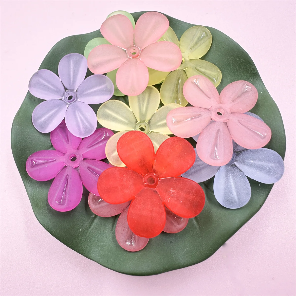 Set of 10 Five-Petal Flower Loose Beads for DIY Jewelry and Hairpin Crafts