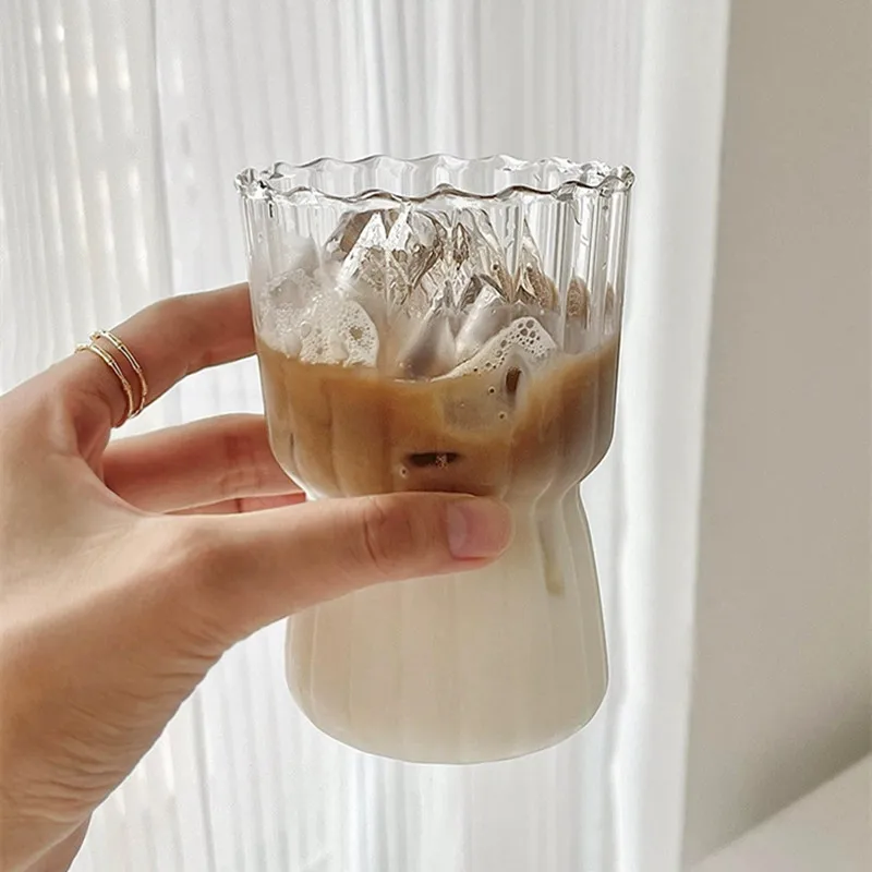 Striped Glass Cup Ripple Drinking Glassestea Juice Cup Quality Water Milk Home Drinkware Glass Office Coffee Cup