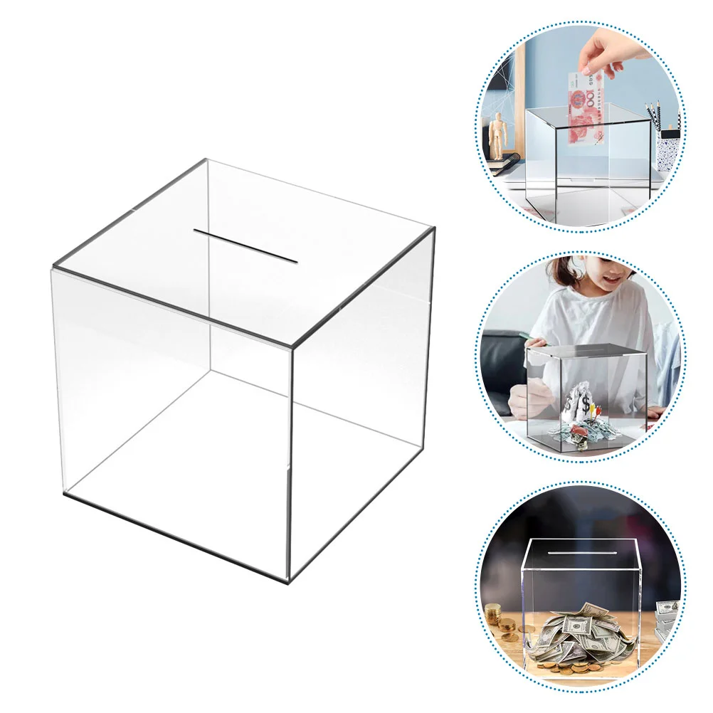 

12/15cm Transparent Acrylic Piggy Bank Large Capacity Saving Pot Money Storage Box Children Change Box Organizer Home Decoration