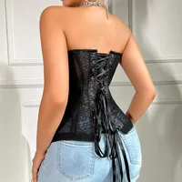 Corsets et Bustiers Amincissants en Dentelle d'Été pour Femmes, Style Streetwear, Hauts Sexy à Bandes, Chemises et Blouses 5