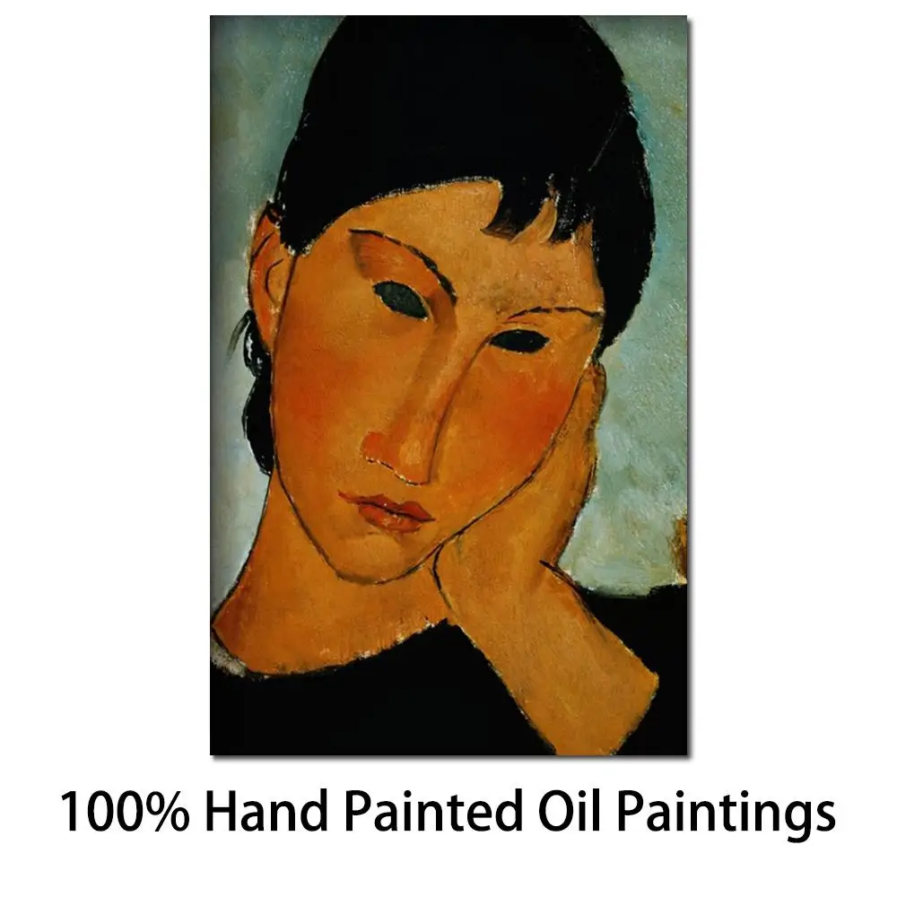 

Abstract Canvas Art Female Portrait Amedeo Modigliani Painting Handmade Head From Elvira Resting Famliy Room Decor High Quality