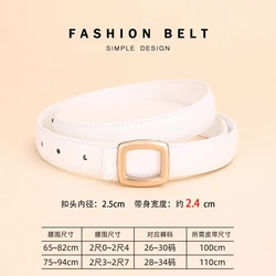 Elegant Women's Genuine Leather Belt - Chic Black Accessory with Stylish Decoration - 110cm (K White)