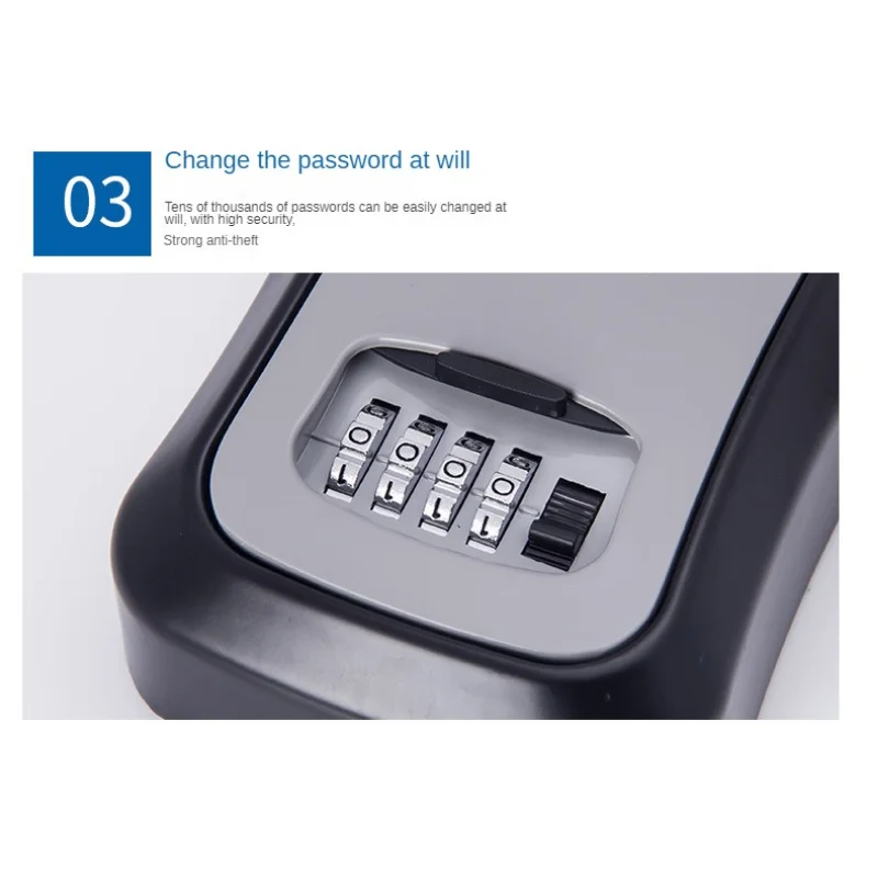 Mini Password Key Box 4 Digital Combination Password Lock Door Metal Outdoor Wall Mount Anti Theft Safe Lock Box for Home Office