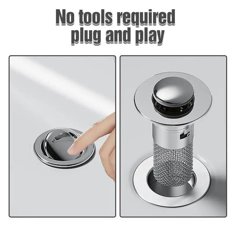 Pop-Up Sink Drain Plug Pop Up Bathroom Drain Stopper Sink Plug Anti Clogging Bathtub Converter With Hair Catcher For 1.3-1.5