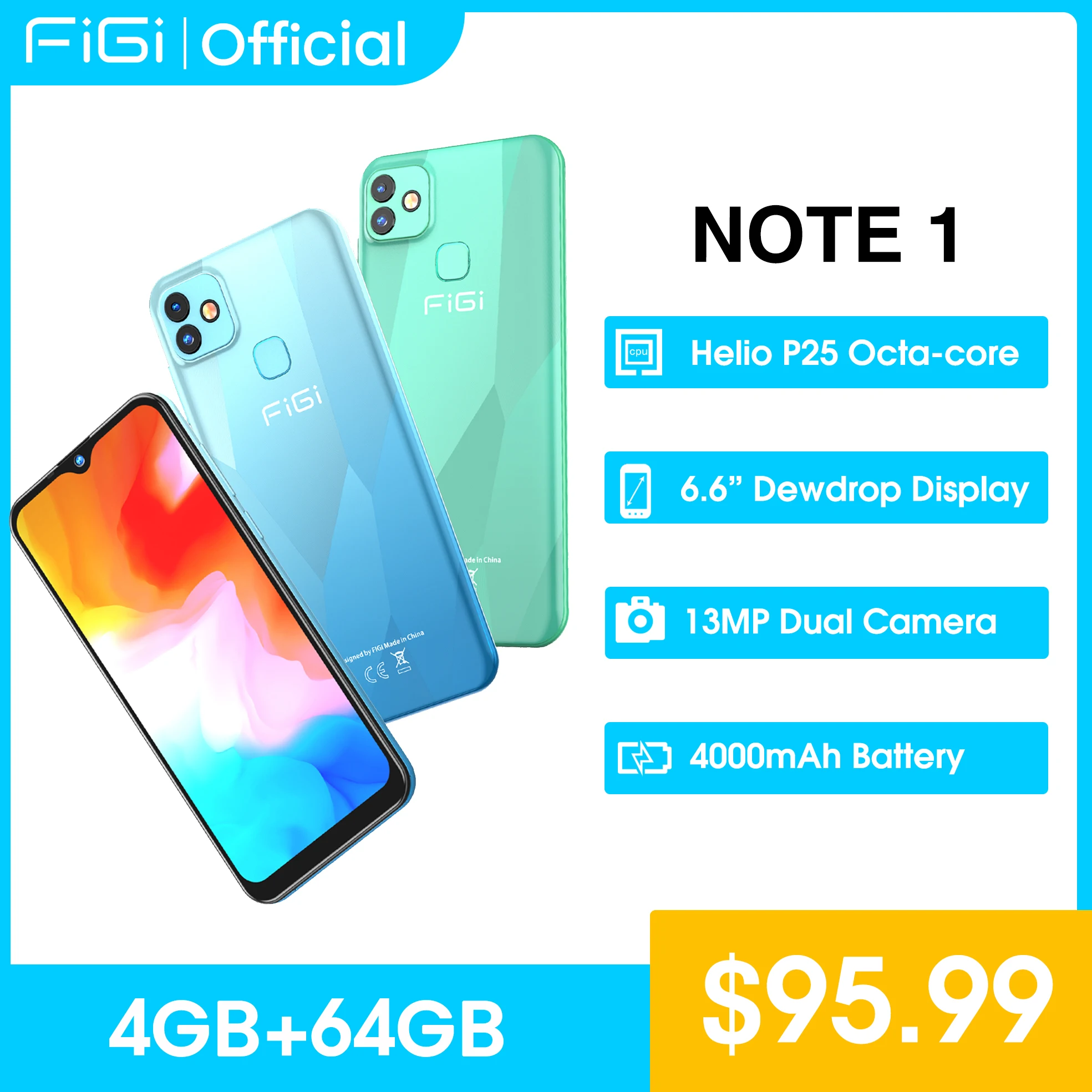 [IN STOCK]FIGI Note 1 Unlockphone 4GB 64GB 6.6inch Display Helio P25 Octa Core 4000mAh Battery Smartphone 13MP Camera | Мобильные