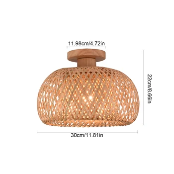 Retro Bamboo Ceiling Light, Woven Lampshade, Soft 60W Light for 53 Sq Ft Room, Antique Style, Secure Installation, Perfect Gift 2