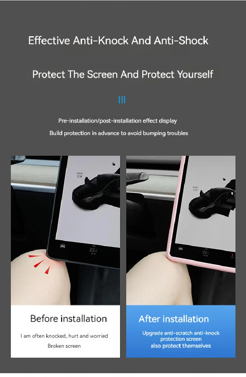 Silicone Screen Protective Frame For Tesla Model 3 Y Edge Cover Central Control Navigation Screen Protector Trim Car Accessories