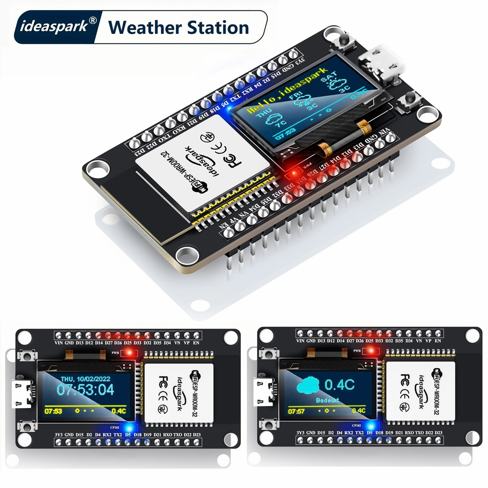 Smart Weather Station Kit with OLED Display & Sensor Suite