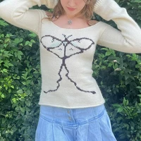 Pull à imprimé graphique à manches longues pour femmes, pulls coupe couvertes, pulls Y2k, streetwear Cyber Grunge, Vintage Off Initiated 4