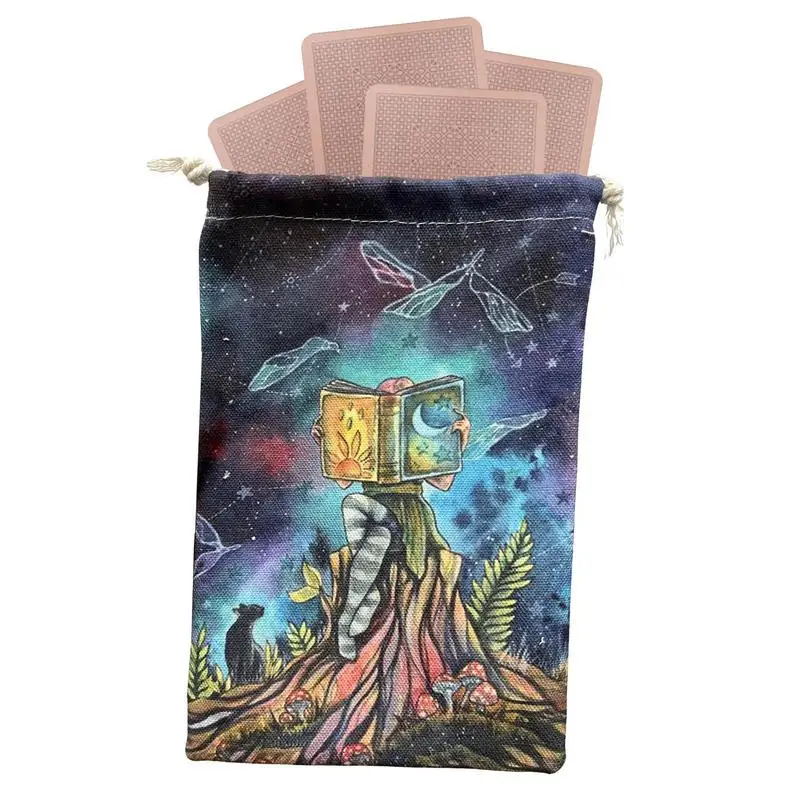 

Женская сумка, ручные подарочные пакеты 14x22 см, женская сумка на шнурке, бархатная сумка для таро, Сумка Для Таро с рисунком леса, кармашки для карт