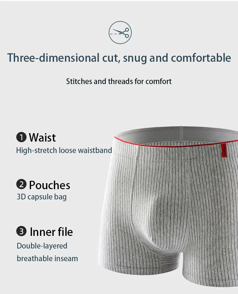 4Pcs Plus Size 6XL Men's Underwear 95% Cotton Boxer Soft Breathable Skin Friendly Individually Packed Fashionable