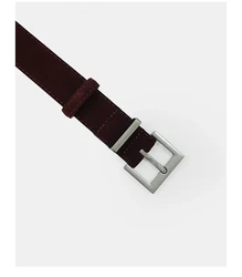 Elegant Suede Leather Women's Belt with Square Alloy Buckle - 100cm (Burgundy)