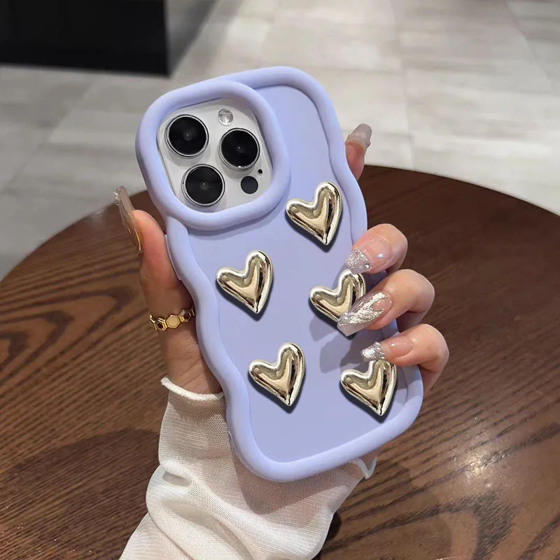 Love Heart Cartoon Wavy Silicone Case - Soft and Stylish Cover