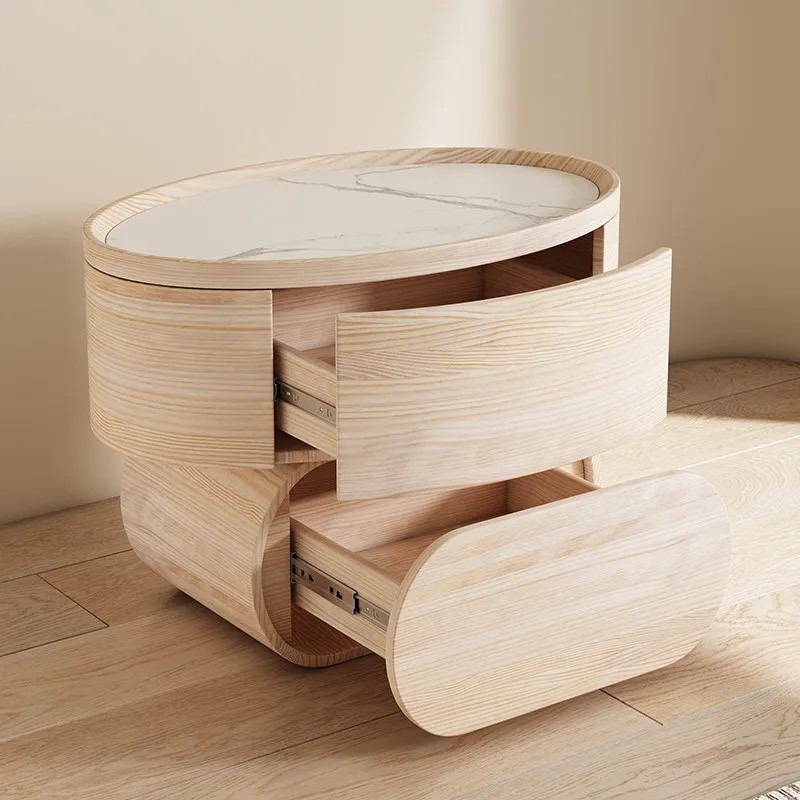Comodino in Legno Massello e Pelle per Soggiorno - immagine 3