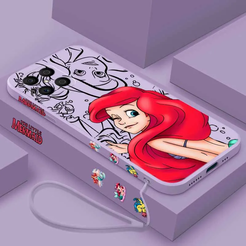 Elegant The Little Mermaid Silicone Phone Case with Liquid Left Rope