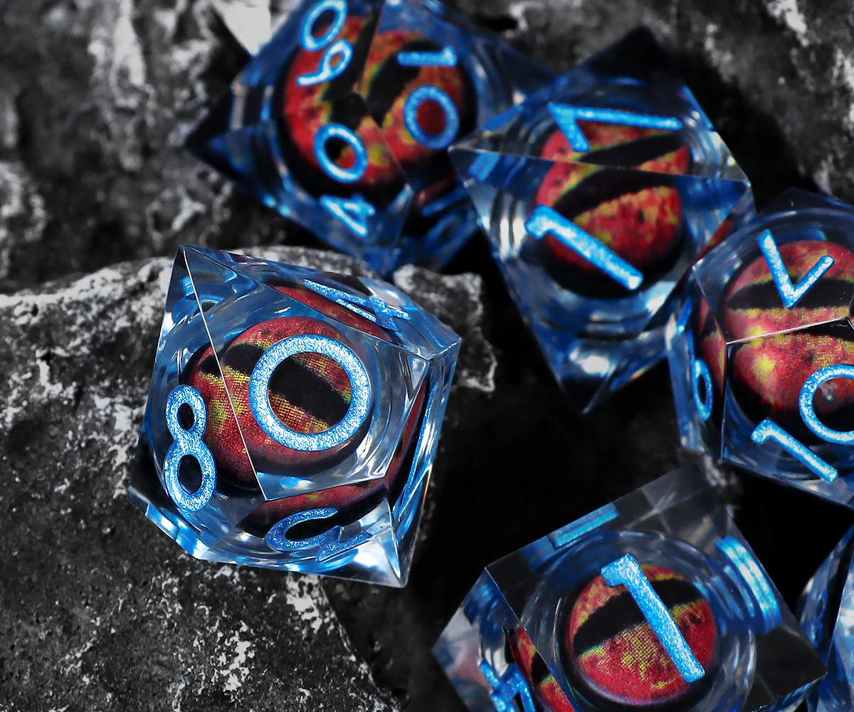 던전 앤 드래곤, D&D 레진 주사위 세트, 7피스 레진 다면체 주사위 세트 (테이블탑 게임용)
