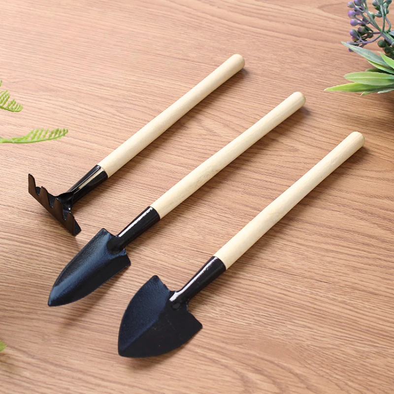 

3 Pieces of Mini Portable Metal Head Shovel Rake SpadeDisseminator Set Balcony Potted Plants Garden Tools