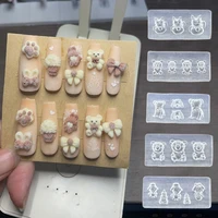 5 Pack*3D Cats&Dogs Nail Mold Transparent Silicone Carving Mould DIY UV Gel Nails Silicone Mould For Manicure Decora Tool(4*2CM) 1