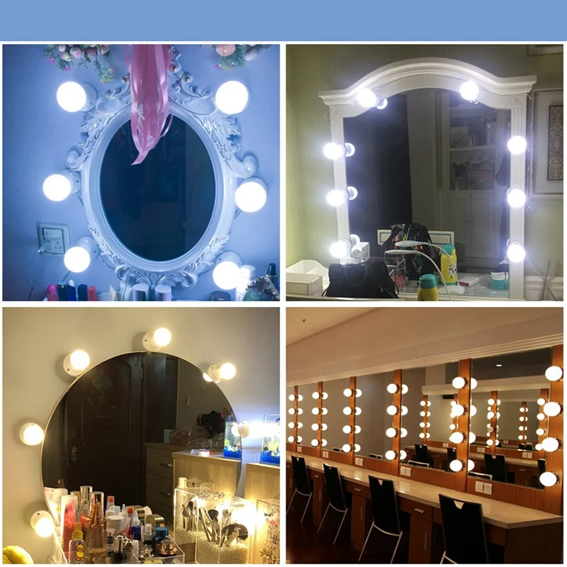 3 Modes Colors Makeup Mirror Light Make Up Mirror Wall Lamp Vanity With Lights USB 12V Hollywood