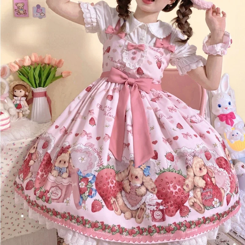 Japanese Women Lolita Jsk Party Dress Strawberry  Lolita Dress Kawaii  Strawberry - Lolita Collection - Aliexpress