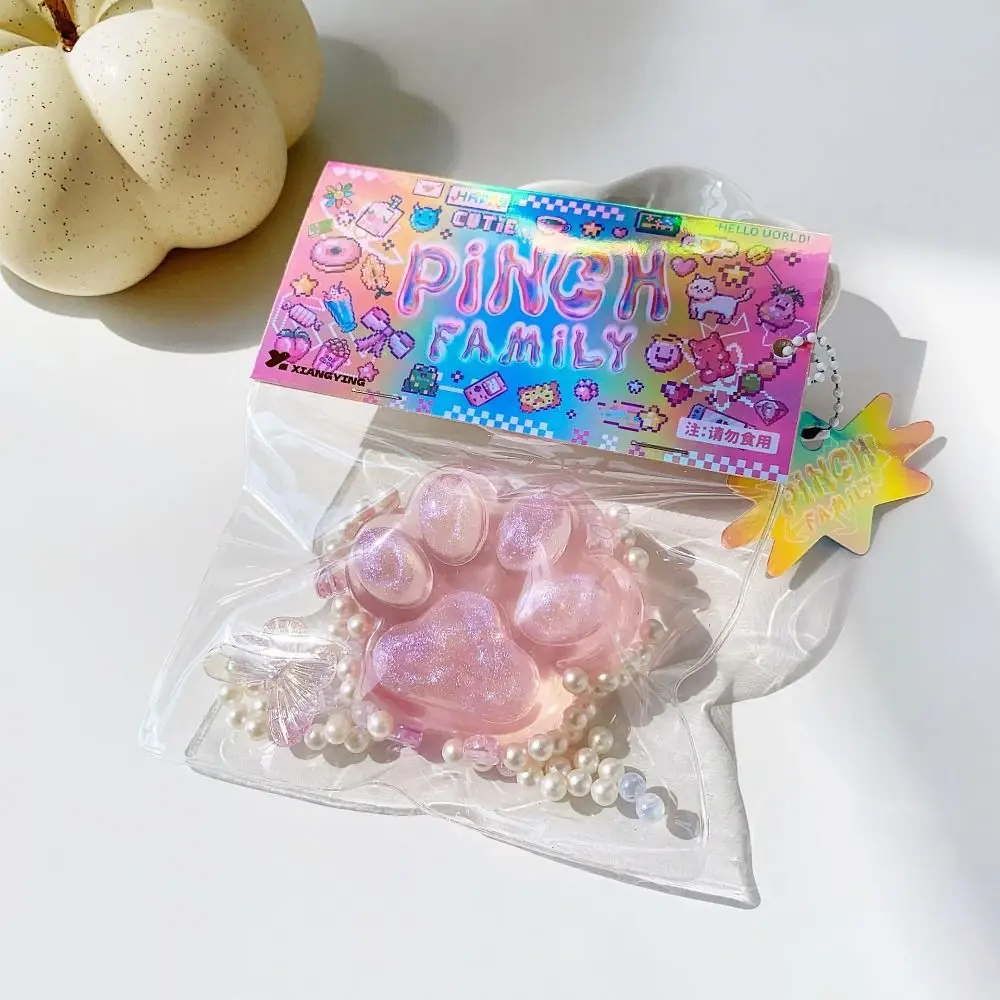 Sensory Toys fidget toys anti stress toy cat paw squeeze toy release pressure toy squishy toys stress relieving toy decompression toy TPR Cat Paw Slow Rebound Toy Transparent Bow Squeeze Cat Paw Soft Pearl Claw Pinch Toy Decorative