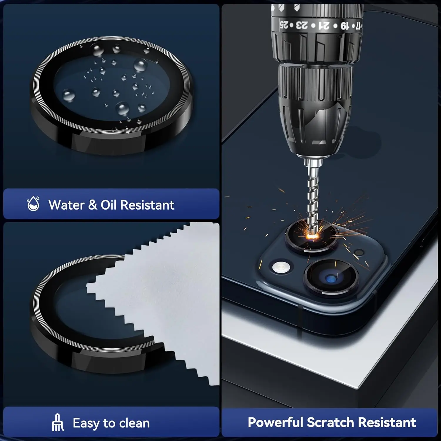 Sleek Black Camera Lens Protector Cover with Premium Protection Film