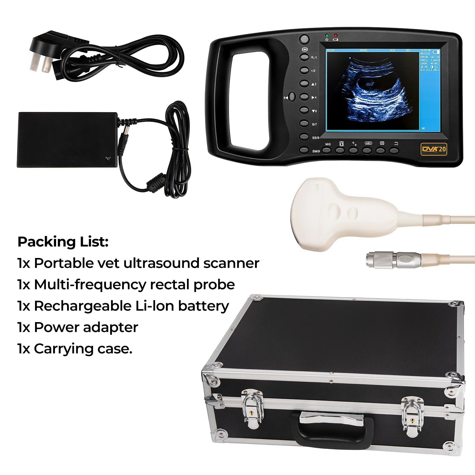 Portable Veterinary Ultrasound Machine with Rectal Probe 5 Display Modes New In Handheld Ultrasound Machine Veterinary Detector