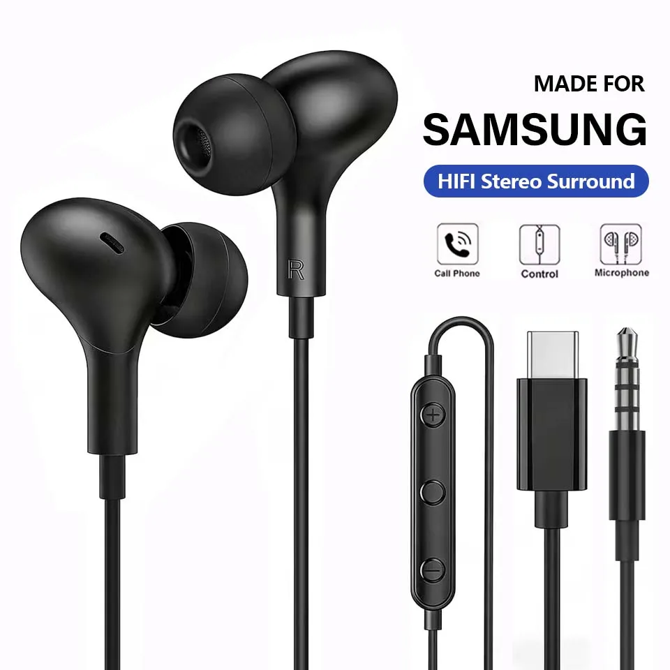 Magnetic Noise-Canceling USB C Wired Earbuds with Mic
